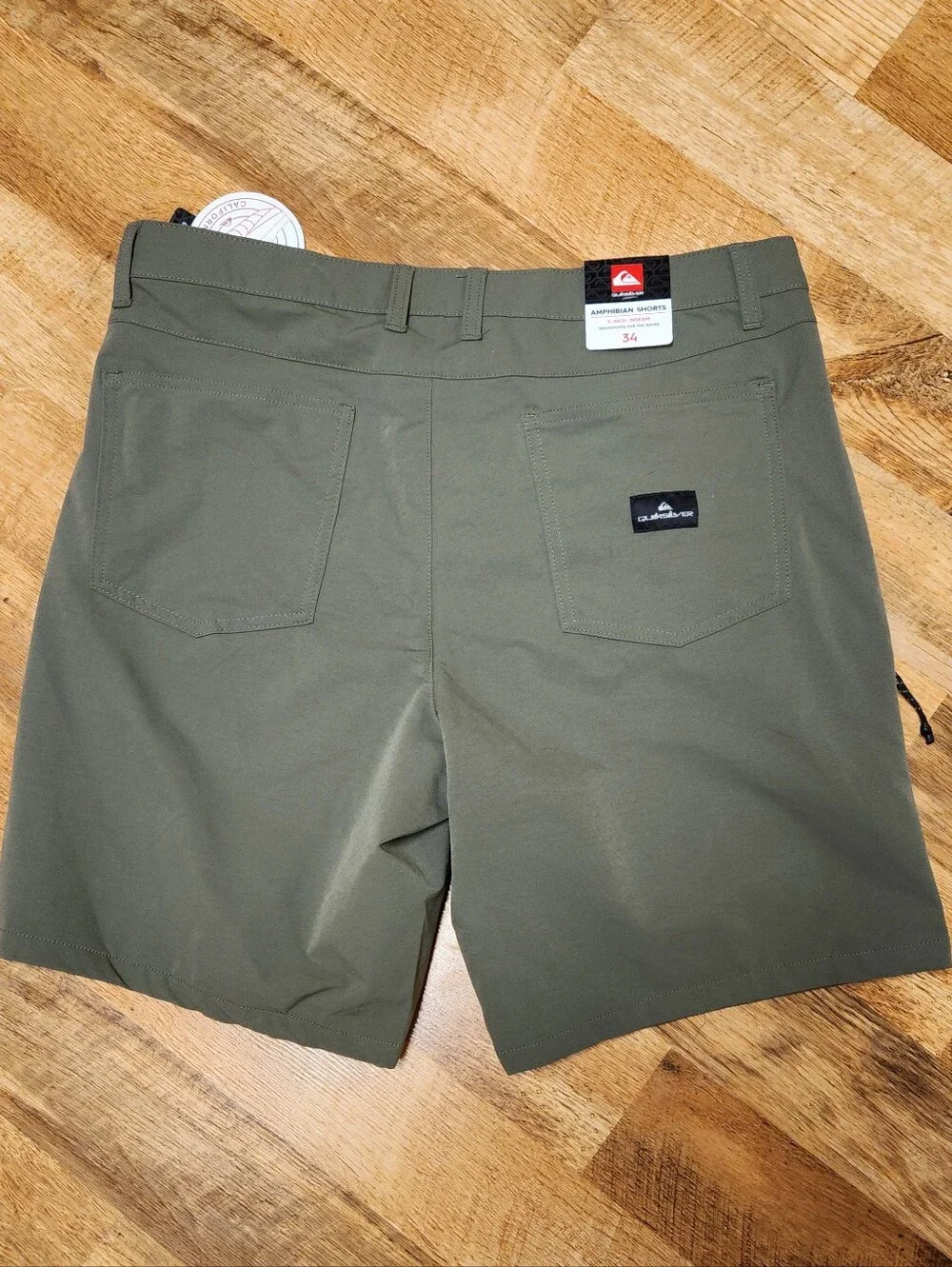 Quiksilver Amphibian Olive Green Hybrid Shorts, Size 34